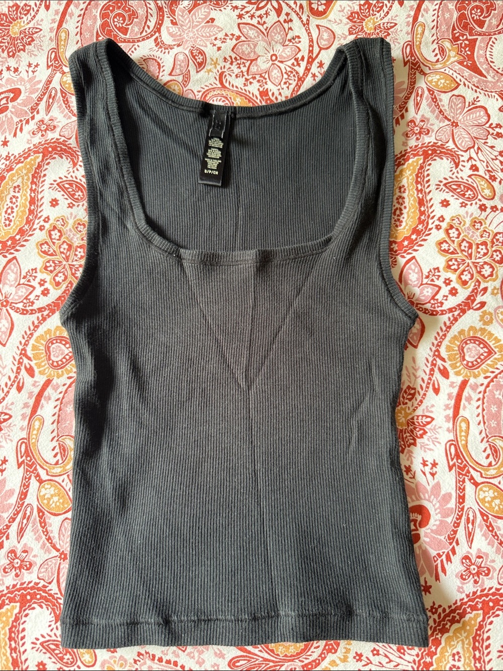 SKIMS Black Cropped Ribbed Scoop Tank
